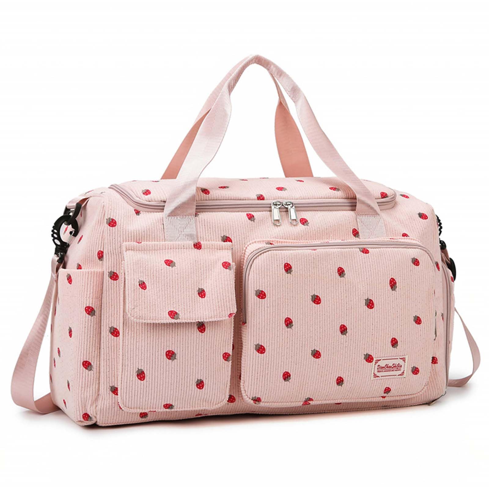 Womens Gym Sports Bag, Travel Duffle Bag Womens, Weekend Travel Bags with Shoes Compartment and Dry Wet Separation, 20-35L (Pink)
