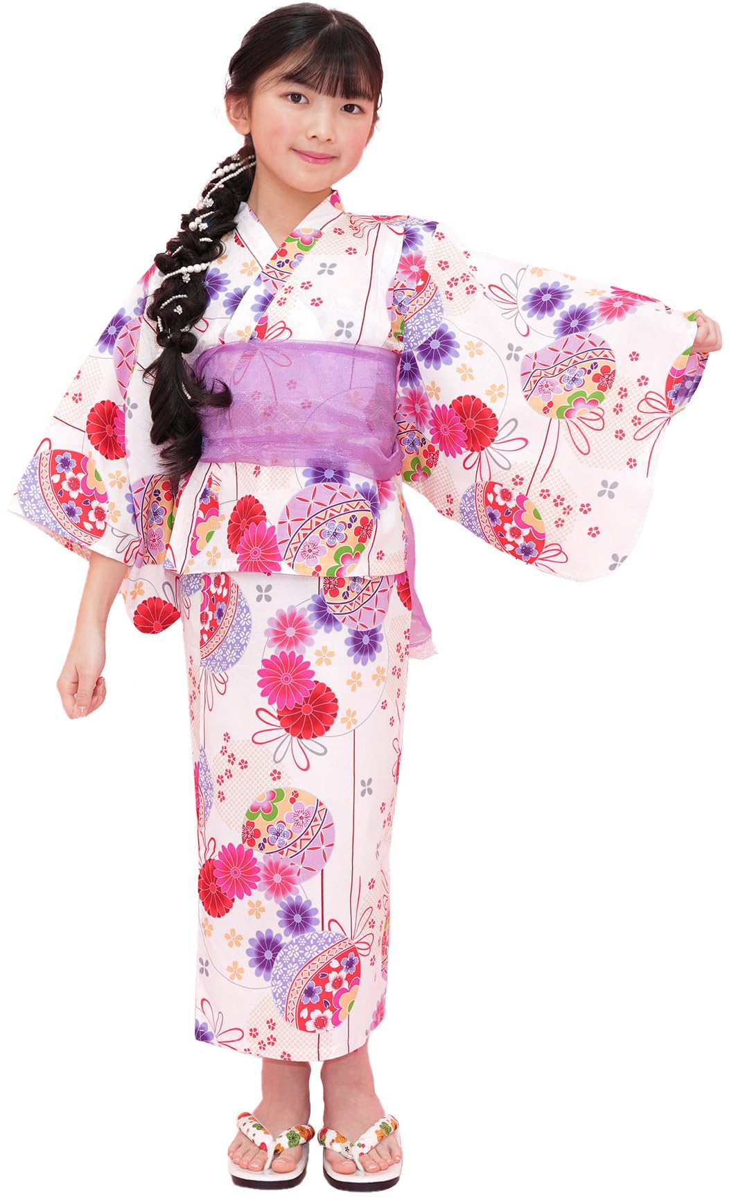 [Bee] ビー 簡単着付け ワンピースにもなる浴衣 3点セット 2WAY セパレート キッズ ガールズ 女の子 夏 saa01400 110cm 古典毬