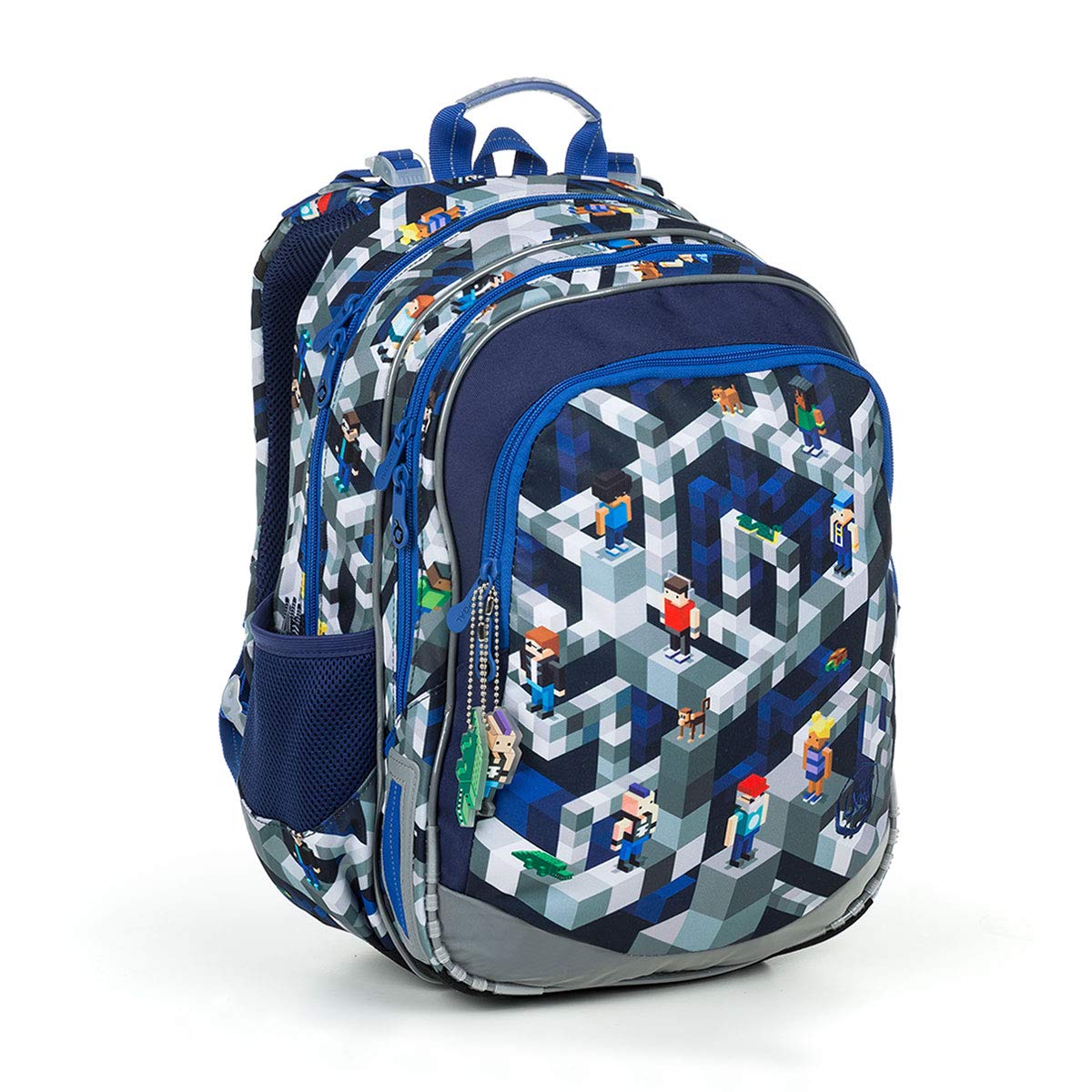 TOPGAL Schulrucksack für Jungen ab 1. Klasse, ergonomisch & leicht, wasserabweisend, mit reflektierenden Elementen, 26 L Schulranzen mit Brustgurt & Rückenpolsterung (PixelArt)
