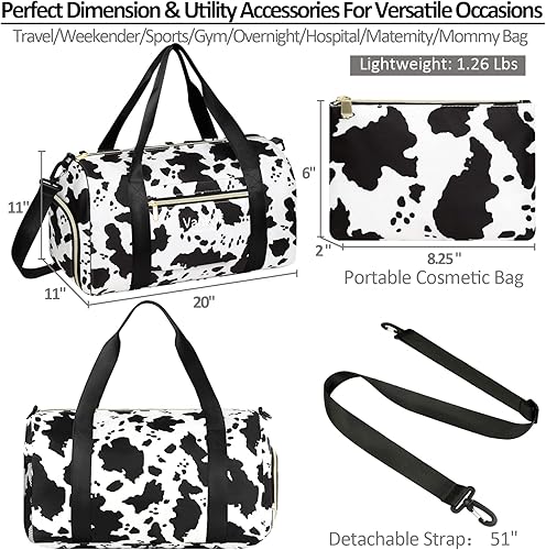 Miniatura 2 de Bolsa de gimnasio para mujer con compartimento para zapatos, impermeable, bolsa de lona deportiva para viajes, fin de semana, para llevar en la