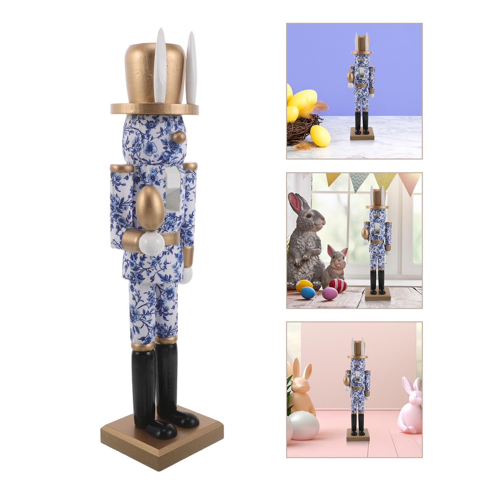 Blauer Hasen Nussknacker und Kunstharz Platzsparende Osterhasen Deko Figuren für Frühlingsparty Dekoration und Regaldekoration mit Orientalischem Charme