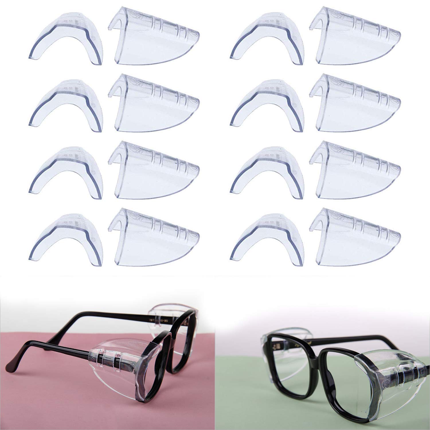 Hub’s Gadget 8 Pairs Safety Eye Glasses Side Shields, Slip On Clear Side Shield for Safety Glasses- Fits Small to Medium Eyeglasses