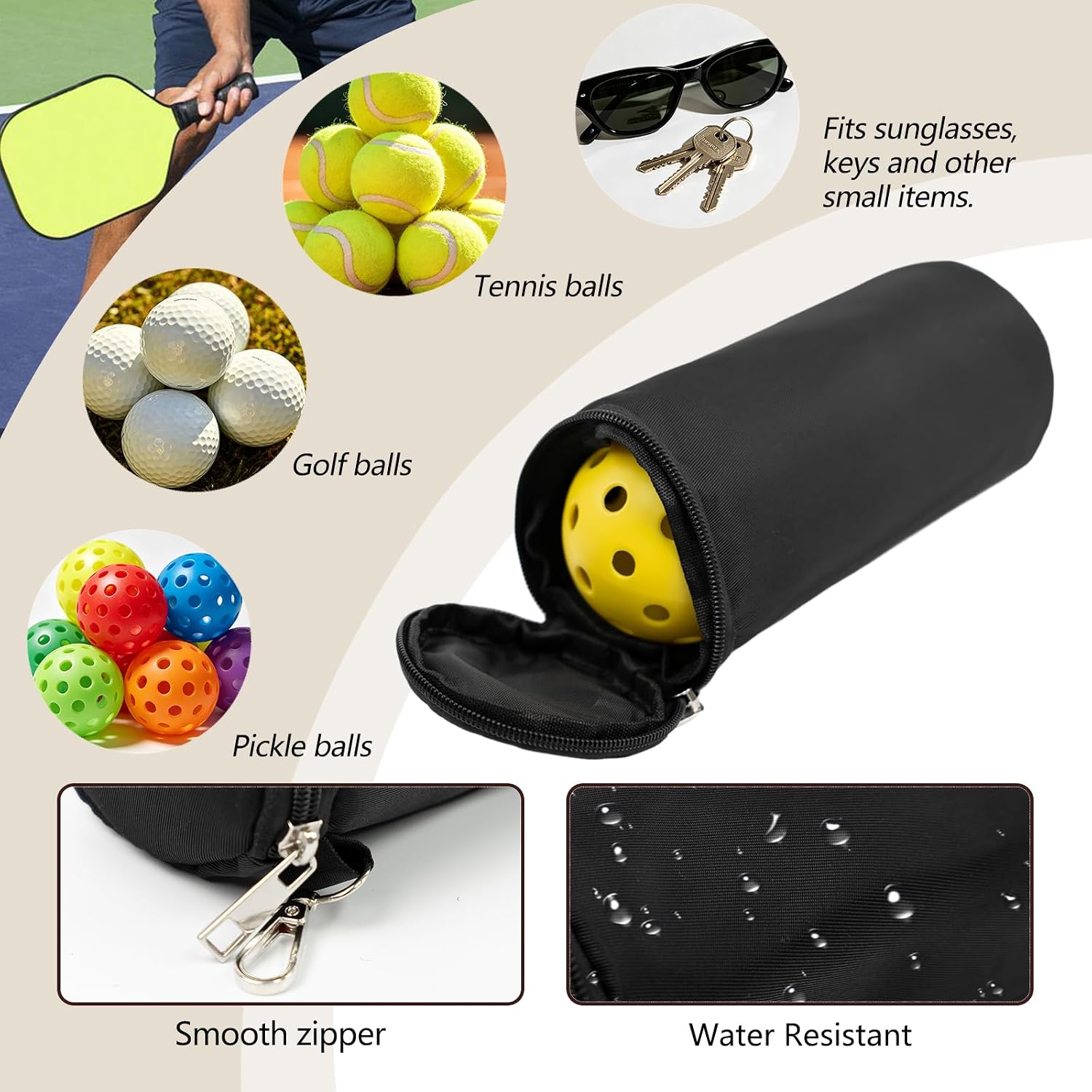 SSZYace Pickleball Tote Bag for Women & Men, Large Capacity Design Holds 2 Pickleball Paddles, External Pickleball Ball Bag and Adjustable Shoulder Strap Fence Hook, Insulated Drink Holder