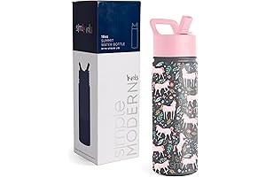 Kids Insulated Water Bottle with Straw Lid - Modern Disney Unicorn Fields