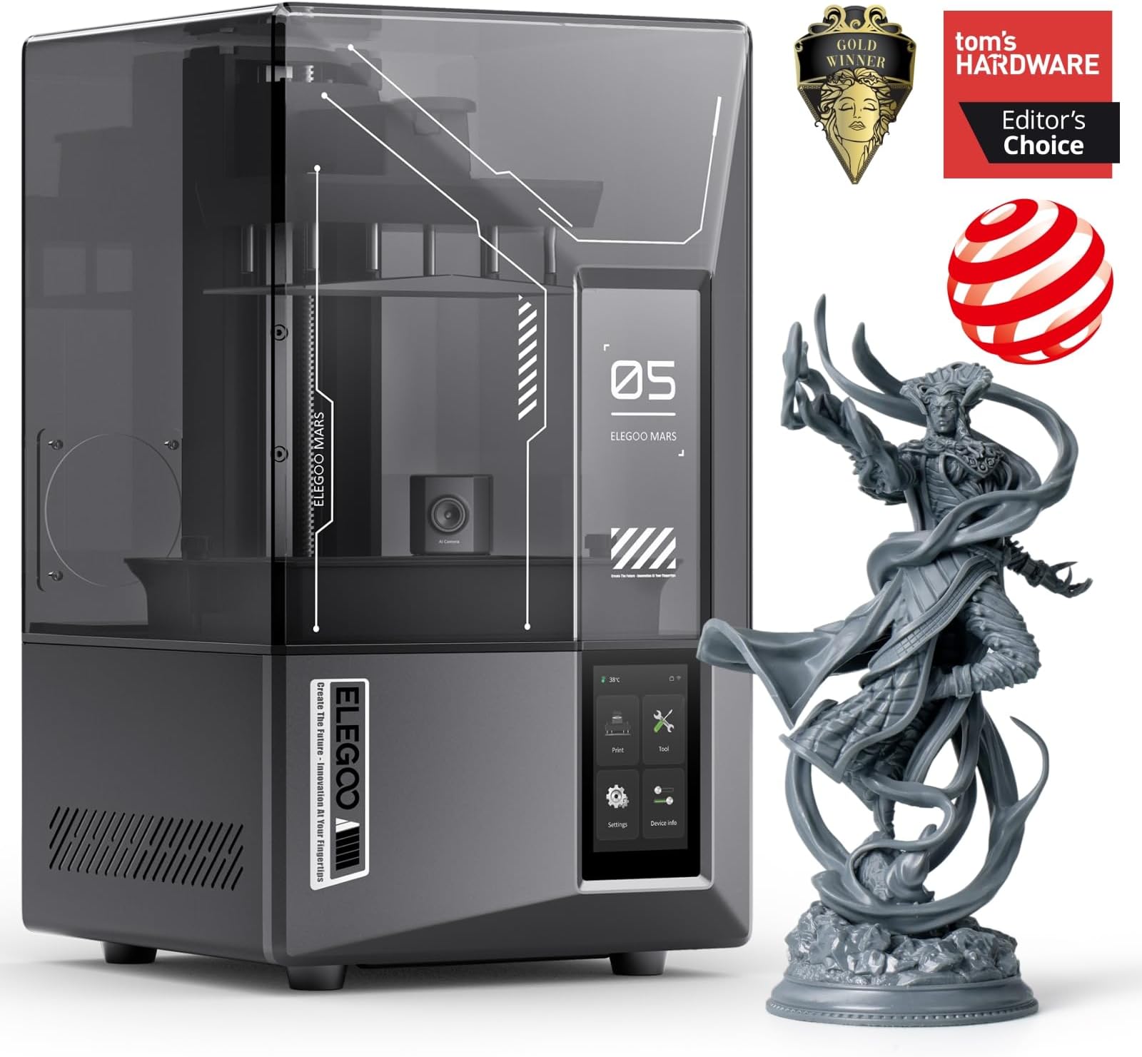 Mars 5 UItra 9K Resin 3D Printer, 150mm/h High Speed Printing, Smart Automatic Leveling, Intelligent Detection, WiFi-Transfer, Printing Size of 153.4 x 77.7 x 164.8 mm³