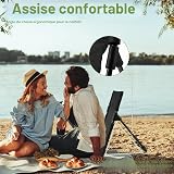 Chaise de camping en tissu Oxford pliable avec support dorsal léger avec sac de rangement Coussin de siège portable pour la pêche, le pique-nique, la plage, la randonnée (noir) - 5
