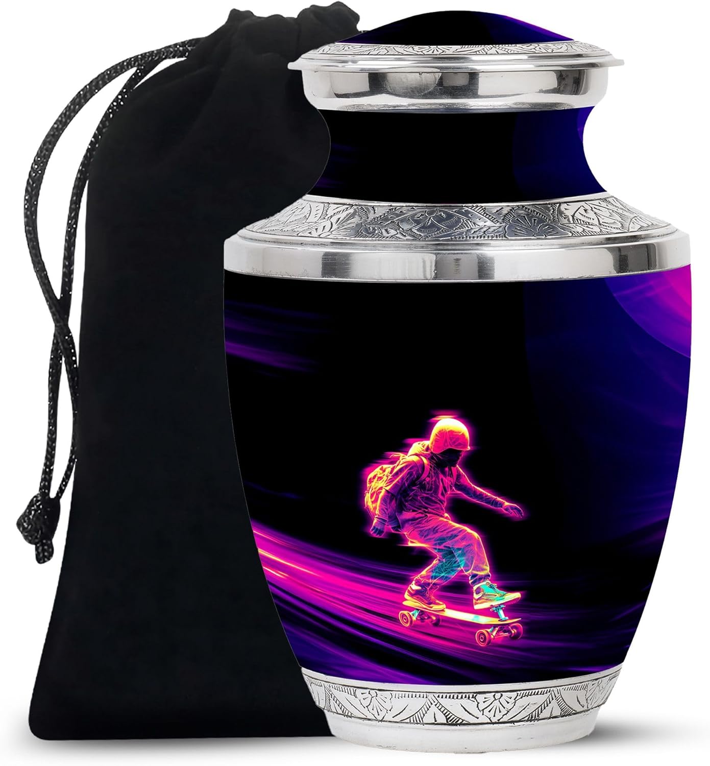 Skateboard Urn for Human Ashes Adult Male, Large Capacity Decorative Urns, Memorial Urn for Ashes Adult Male, Cremation Funeral Burial Urns for Men, 10 Inch