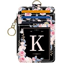 Slim Wallet Credit Card Holder, Initial Letter K, RFID Wallet Women Cute Small Front Pocket Wallet With Zipper, PU Leather Thin travel RFID Blocking Card Case ID Window,Ladies Gifts