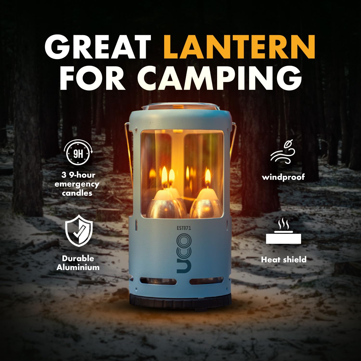 UCO Candlelier Lanterne à bougie Bleu glacier