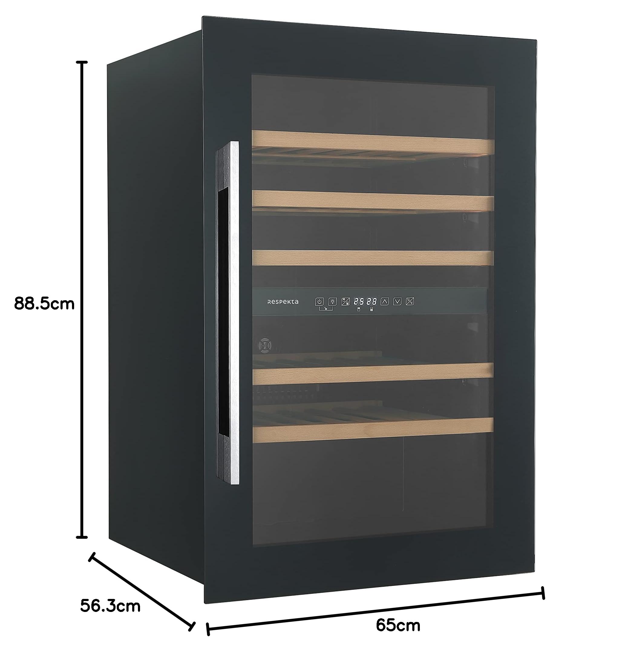 Respekta Einbau-Weinkühlschrank 57 Flaschen 143 L 2 Temperaturzonen 5°-22°C Touch Control LED Leuchte 38 dB WKSE 57-19