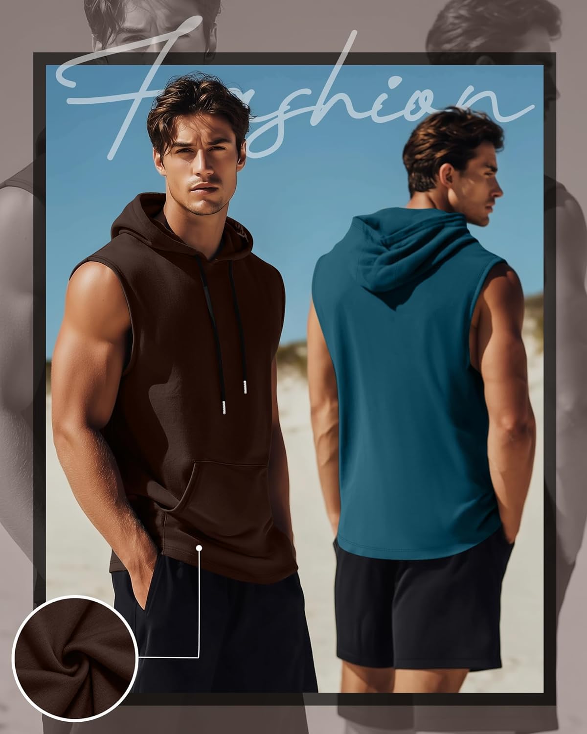 4 Pack Men Workout Hooded Tank Tops Bodybuilding Athletic Muscle Cut Off Hoodies Sleeveless Activewear Gym T-Shirts