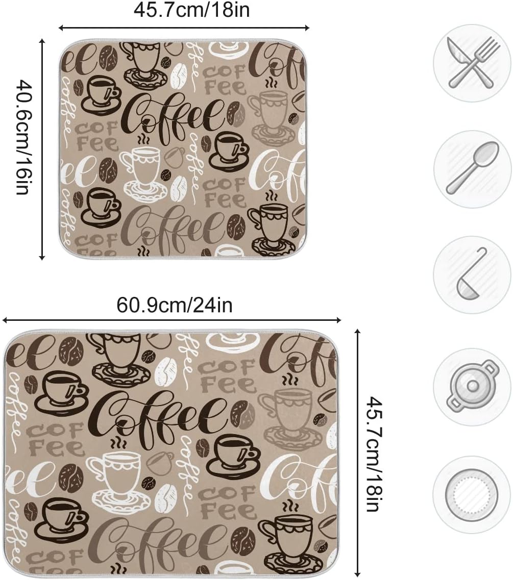 ブラウン 16×18インチ 18×16インチ ブラック Colorful Fishes 海洋食器乾燥マット キッチンカウンター用 吸収性 リバーシブル  マイクロファイバー 食器乾燥パッド store レトロパームツリー ホームセンターコーナン コメリドットコム コーヒー皿乾燥マット 16 x 18インチ コーヒー乾燥マット 高吸収性 リバーシブル マイクロファイバー コーヒーキッチンマット