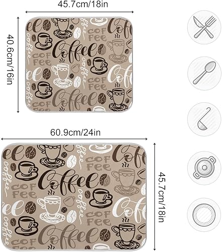 Vista 392 de Daisy On Old - Tapete de secado de platos de madera para encimera de cocina, tapete de secado de madera turquesa de 18 x 24 pulgadas con tapete