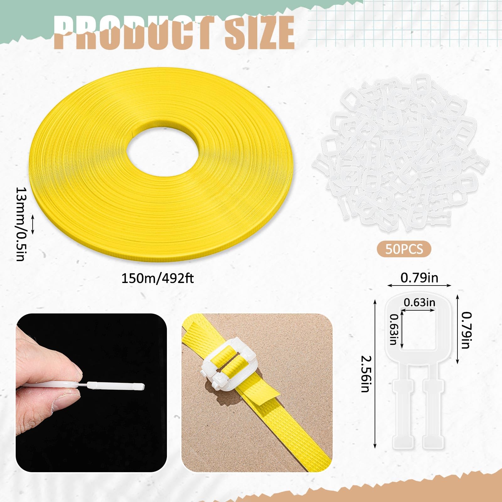 Pallet Strapping Kit - 492ft Yellow Strapping Tape -2 Pallet Strapping Kit - 492ft Yellow Strapping Tape -2