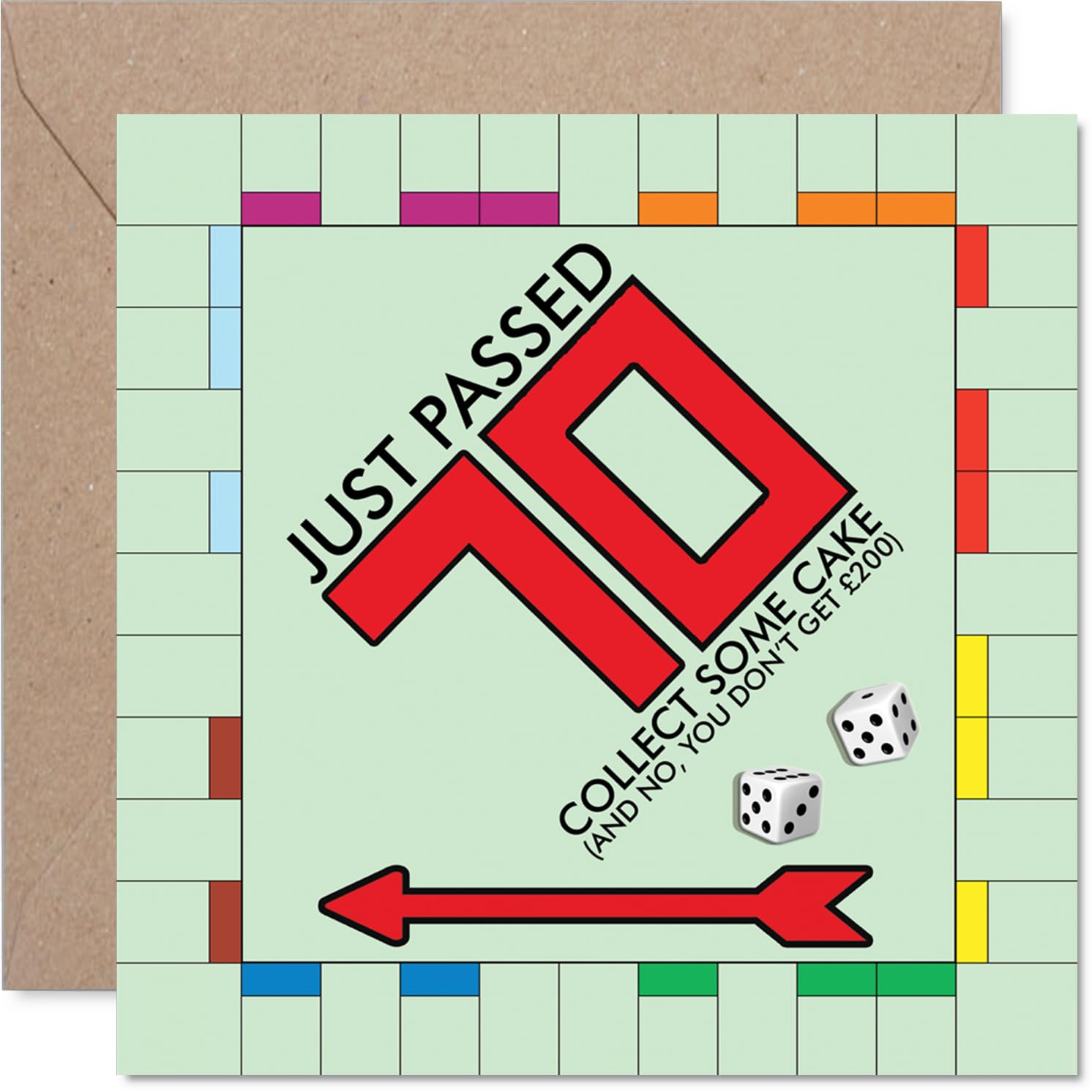 Funny 70th Birthday Card - Level Up at 70 with Monopoly-inspired Laughs - Cheeky Cake-collecting Twist for a Milestone Birthday - 145mm Square, Envelope Included
