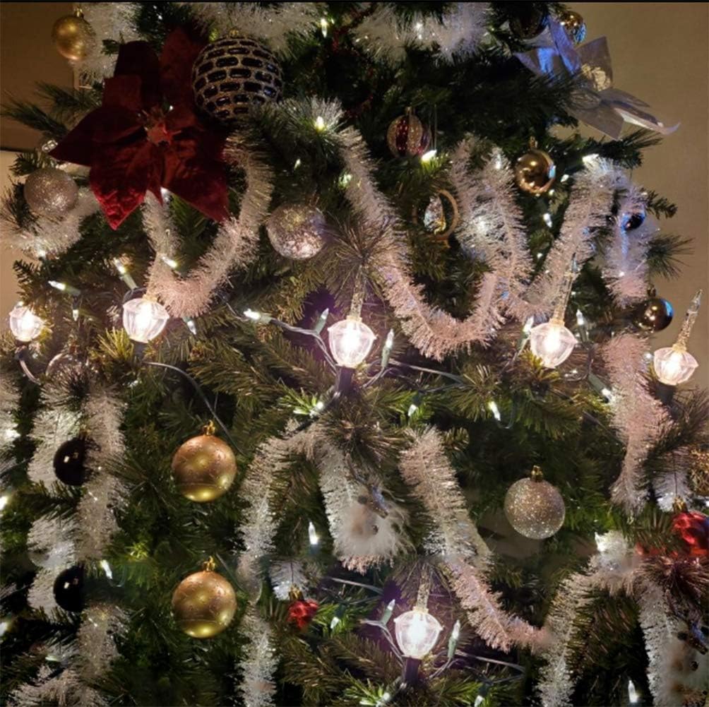 Couah Christmas Bubble Lights,Vintage Light String Set 11Ft 7 Clear Bubble Fluids with Gold Glitter C7/E12 Candelabra Base UL-Listed for Holiday Christmas Lighting Green Wire