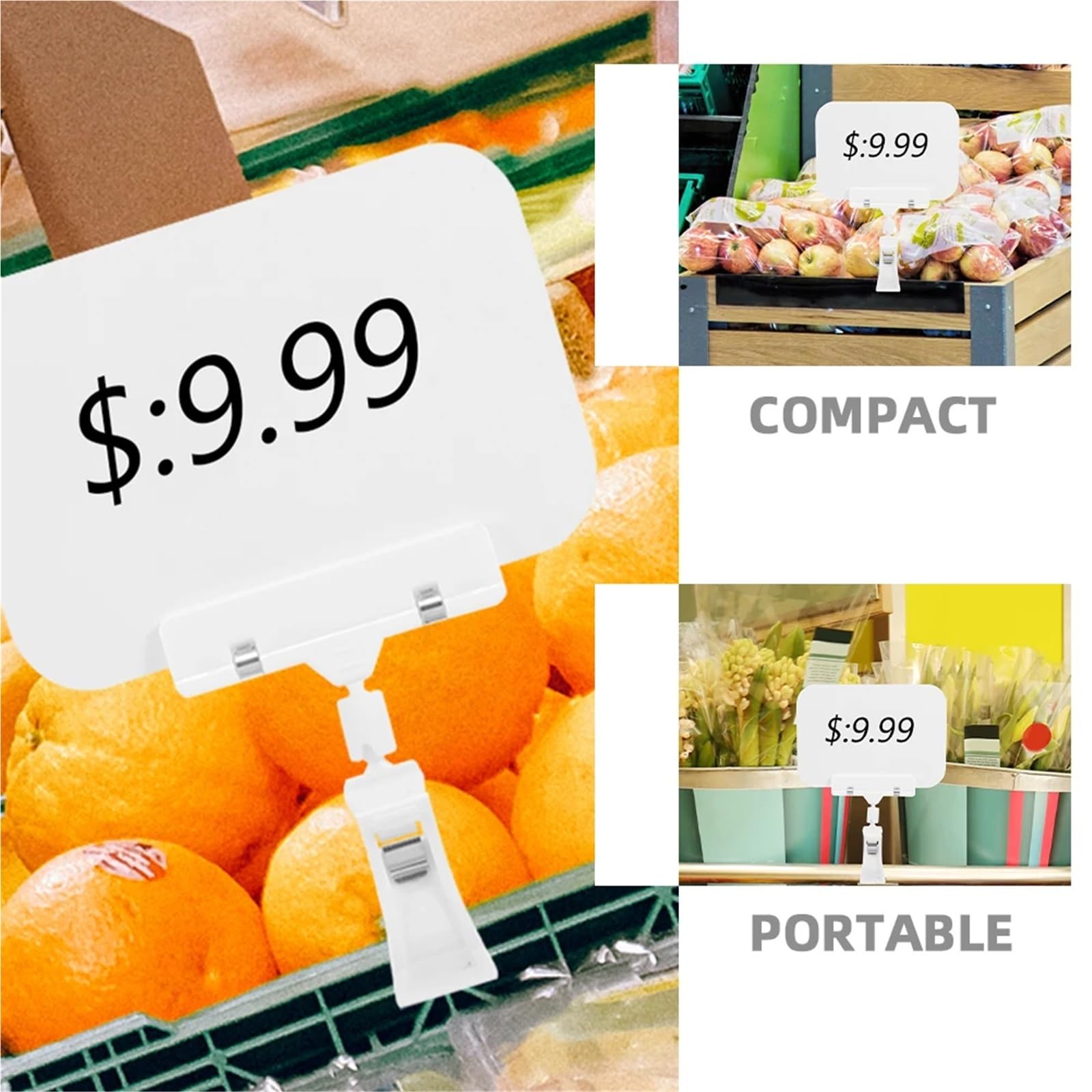 Porte-enseigne, Étiquettes de prix fruits, 10 pièces, Clips d'affichage en plastique effaçables réutilisables for les événements des fournisseurs, étagères Buffet supermarché magasin détail