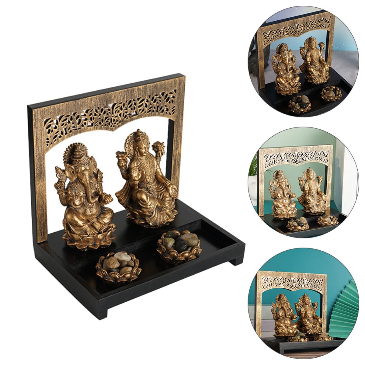 iplusmile Statua Buddha Portacandele in Resina Oro per Meditazione