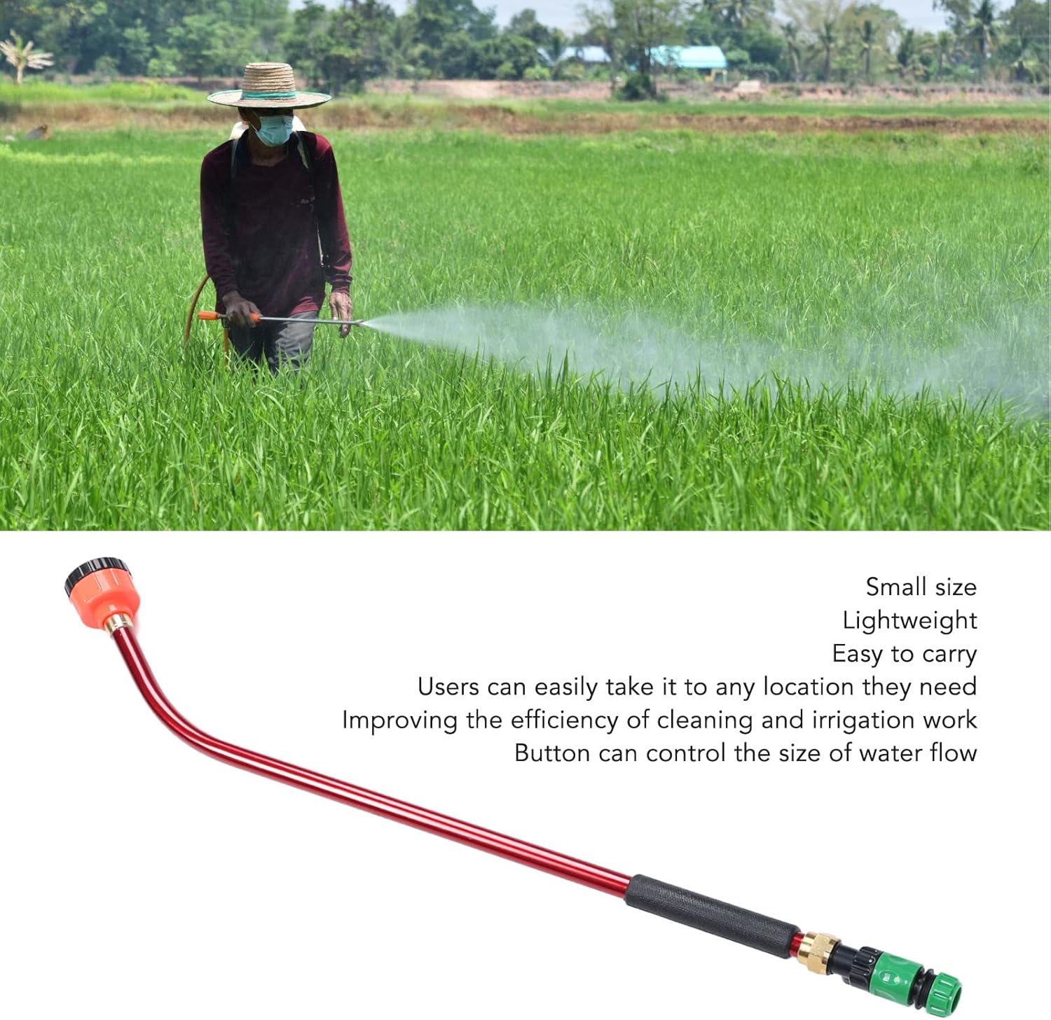 Adjustable Water Sprayer Wand,Watering Wand for Garden Hose, Durable High Rise Stick Sprinkler Aluminum Alloy Plastic Plant Watering Wand for Garden Yard Farm(90cm)