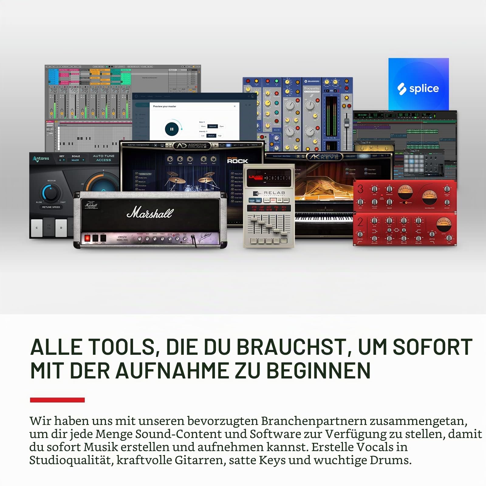 Focusrite Scarlett Solo 3. Gen USB-Audio-Interface-Bundle für Gitarristen, Sänger oder Produzenten. Klang in Studioqualität und sämtliche Software, die du für Aufnahmen und Kompositionen benötigst