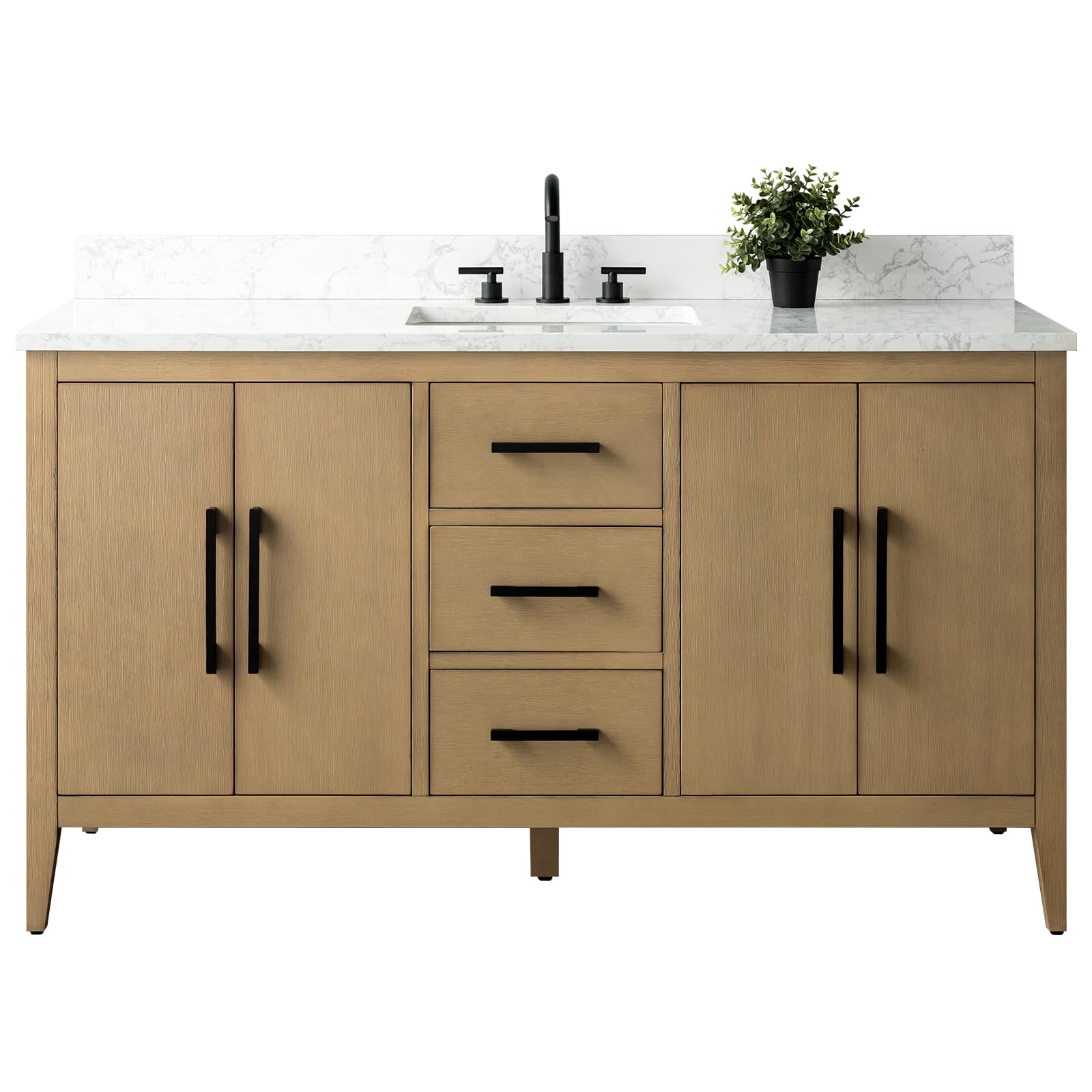 Amazon.com: HomeBeyond 60 Inch Bathroom Vanity with Sink & Ceramic Top ...