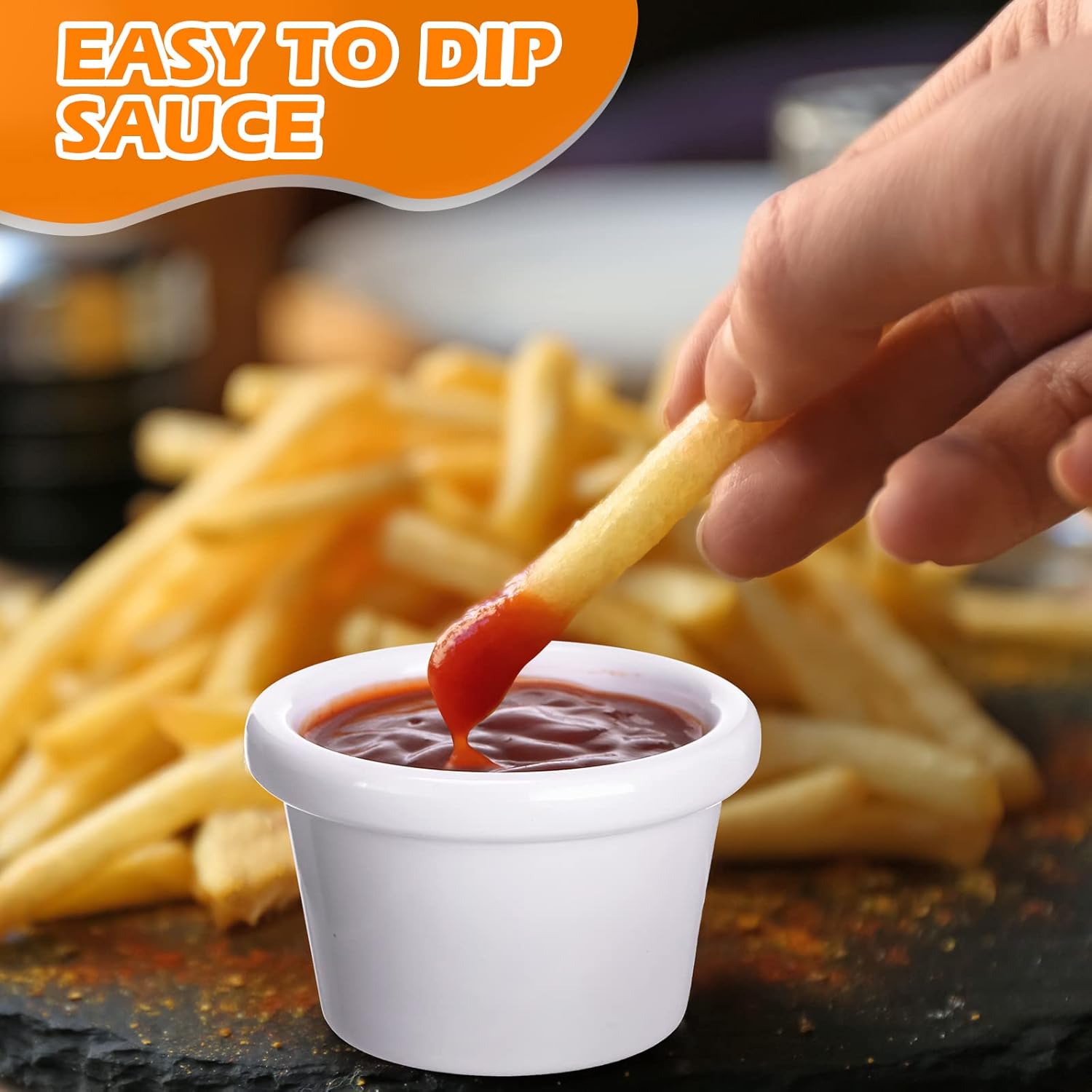 Lallisa 48 Pcs Mini Ramekins 1.5 oz Ramekins Smooth Round Ramekin Small Condiment Cups Dipping Sauce Bowls for Daily Meals Catering Kitchen Restaurant Party(White)