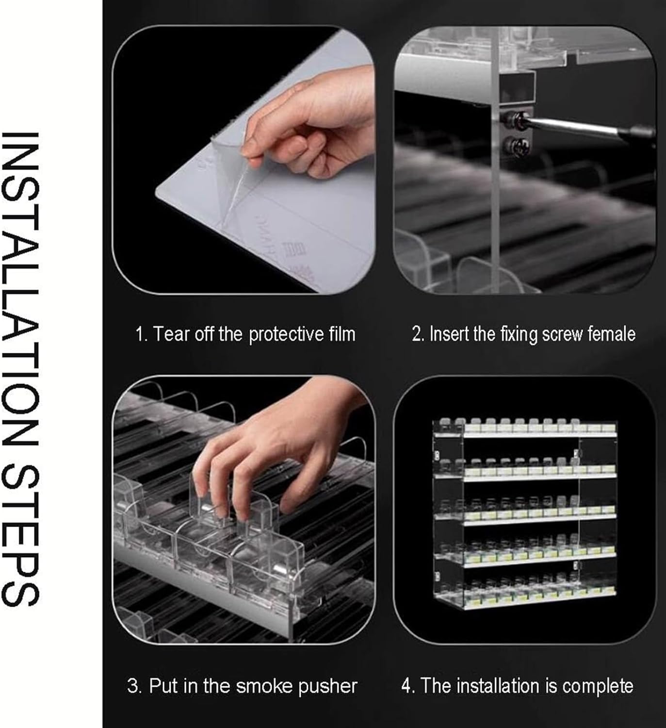 Cigarette Display Case,Cigarettes Display Rack, Rectangular Cigarette Case Holder, Automatic Cigarette Pusher Cigarette Display Holder, Wall Mounted Cigarette Rack