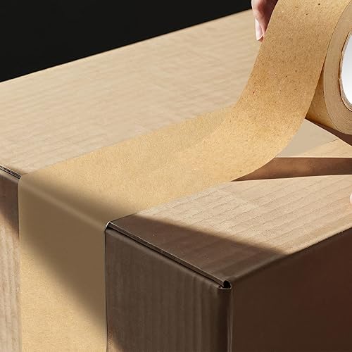 Miniatura 5 de Paquete de 3 cintas de papel marrón, cinta activada por agua, cinta de embalaje reforzada con cinta de embalaje de papel adhesivo fuerte para