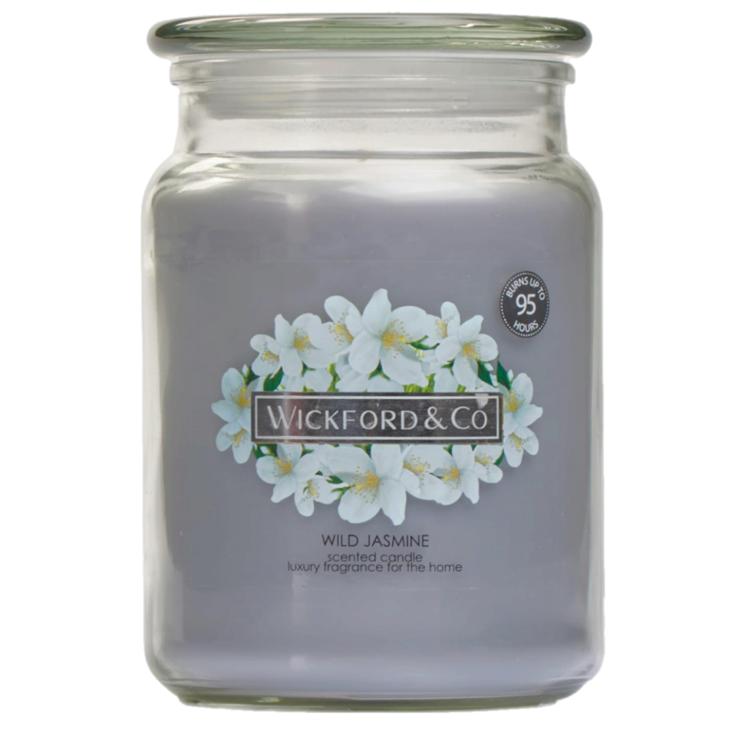 eBoutik - Large Wild Jasmine Scented Candle – 95 Hour Burn Time – Strong Scent Throw – Floral Spring Home Fragrance Decorative Jar Candle
