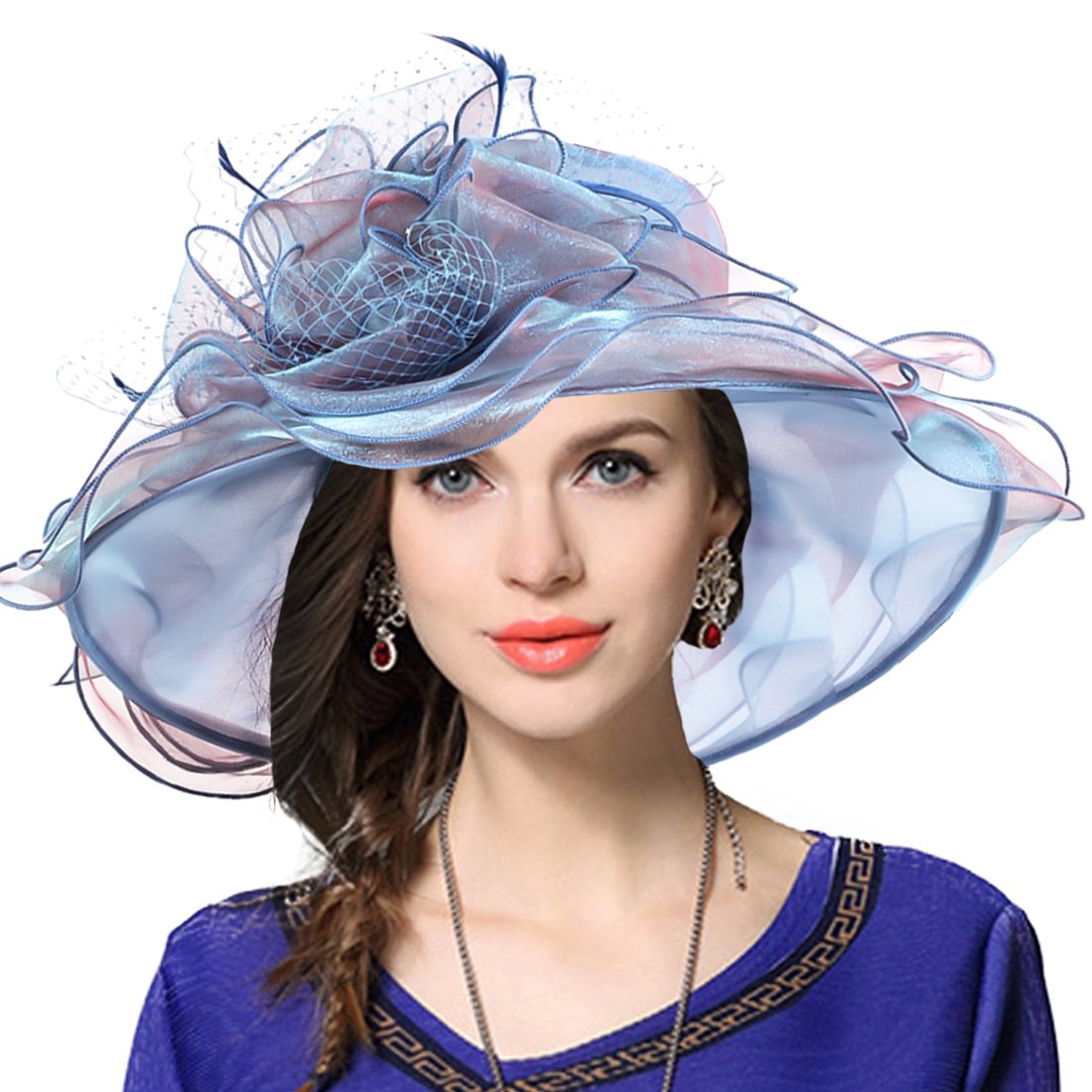 VECRY Women's Church Derby Dress Fascinator Bridal Cap British Tea Party Wedding Hat (Peacock)