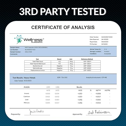 Vista 8 de WELLNESS LABSRX Suplemento NAD, 1500 mg - Suplemento liposomal NAD+ con resveratrol, NAD Plus Boosting - Apoya la salud celular y el envejecimiento