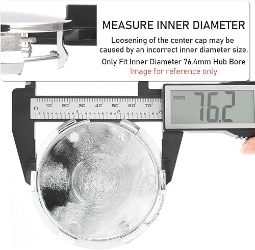 Miniatura 3 de Rhinotuning Tapacubos centrales de rueda de coche ABS cromados plateados de 83 mm (3.27 in)3.008 in (3 pulgadas), reemplazan
