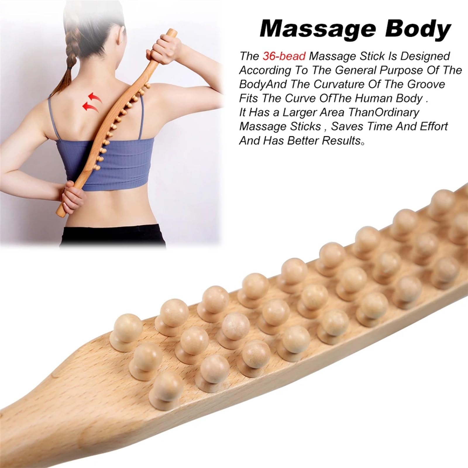 Cepillo Interdental Back Scratche Wooden Therapy Massage Tools 36 Beads Leg Body Massager Handheld Stick for Relieves Pain