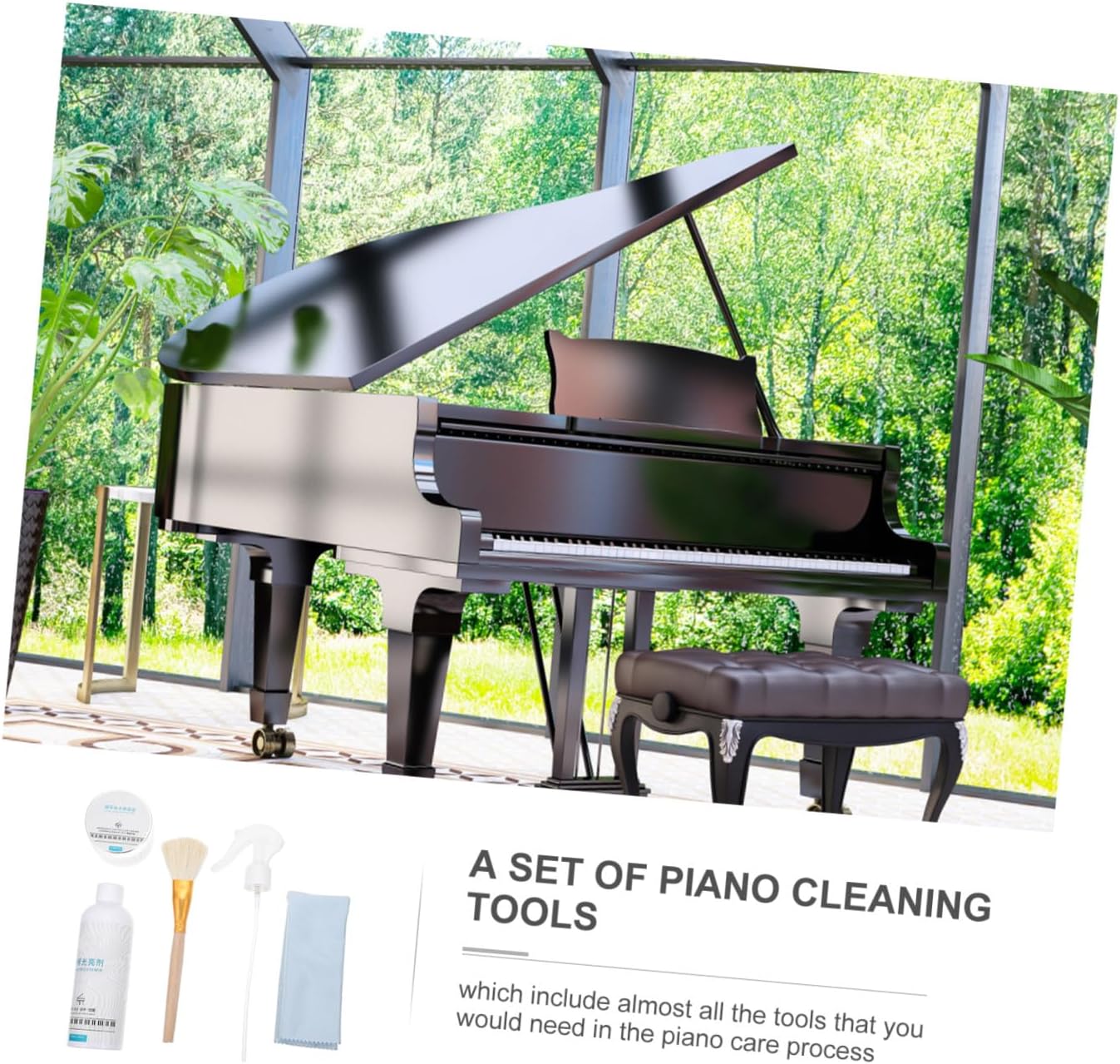 Multi-functional Piano Care Set Cleaner Polishing Wax Cleaning Cloth Spray for Gloss Matte Finishes