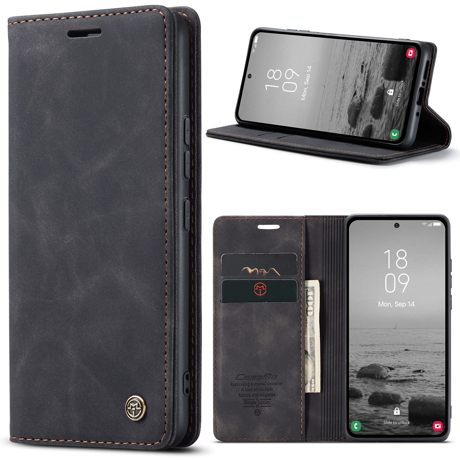 Azororo Cover per Samsung Galaxy A54 5G, Premium PU Pelle Custodia, Magnetica Carta Fessura Portafoglio Case, Flip Cavalletto Custodia per Samsung Galaxy A54- Nero