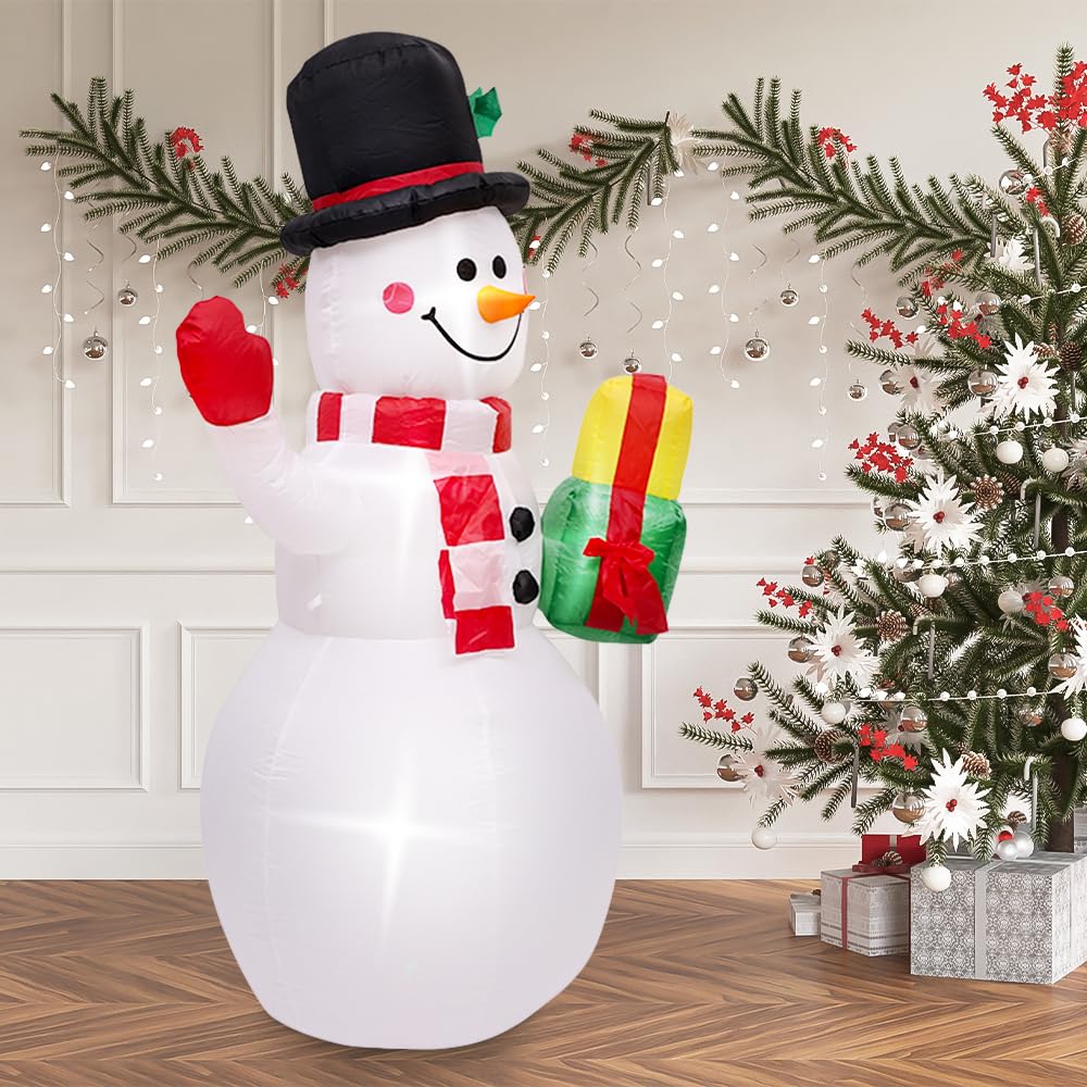 Décoration de noël-poupée LED Gonflable de noël-Cour/File d'attente/décoration intérieure/extérieure-lumière Gonflable Bonhomme de Neige-1.2m/1.5m/1.8m (1,8m)