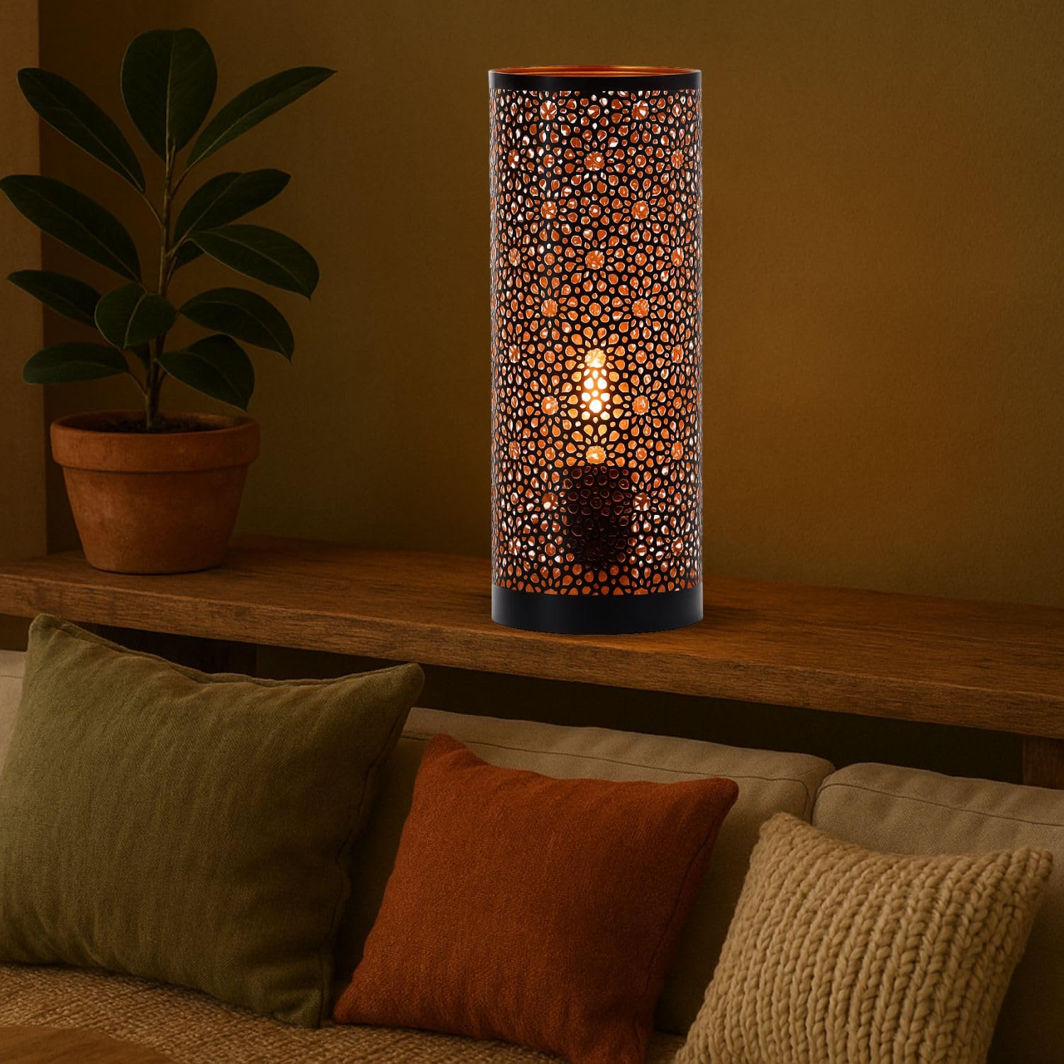 Lampe de table Naziha 30 x 13 cm noir et or | Lampe de chevet orientale