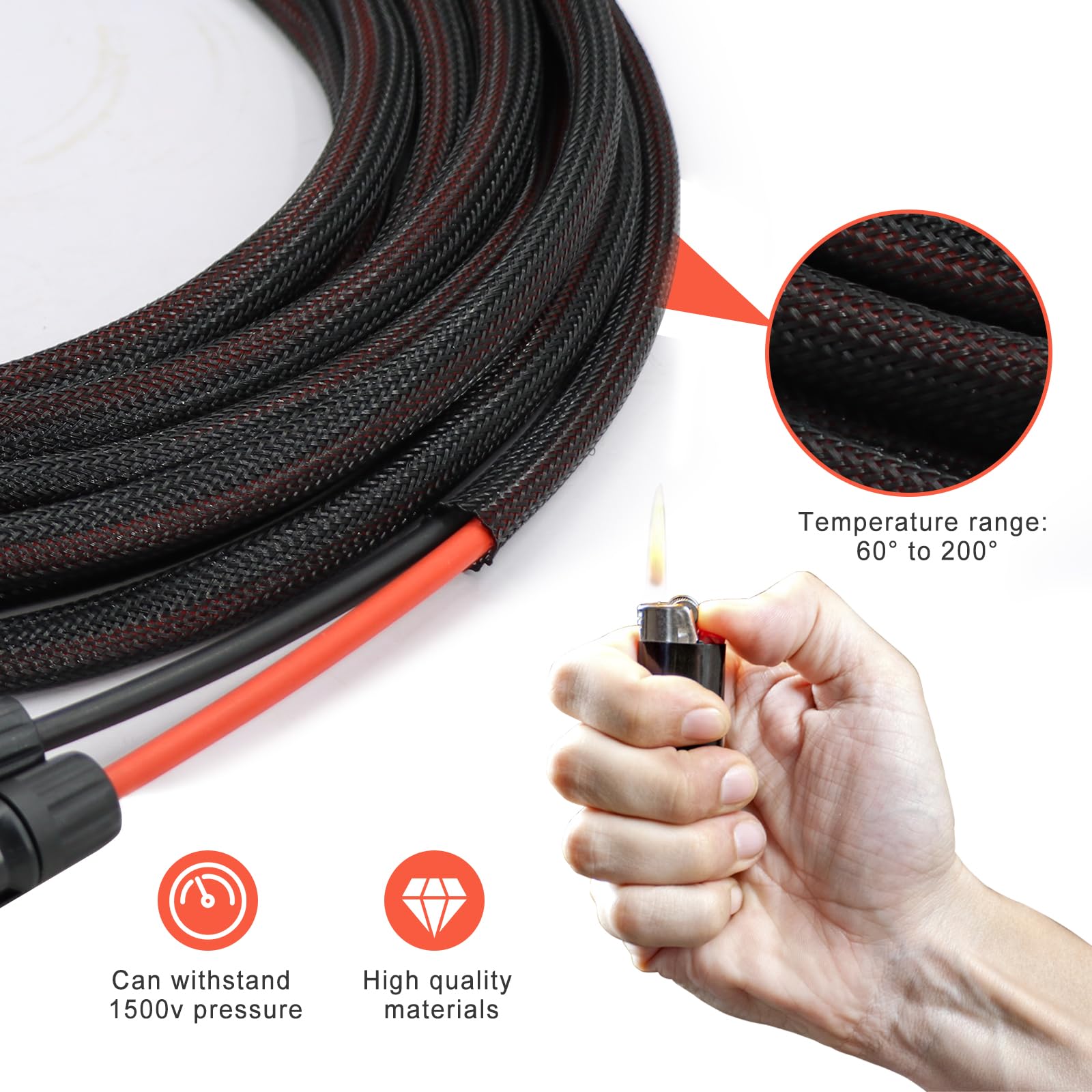 Cavo di prolunga a doppio filo, 6 mm², connettore per pannello solare da 10 AWG, con 4 paia di connettori solari maschio/femmina IP67 per pannelli solari marini per auto, camper, barche