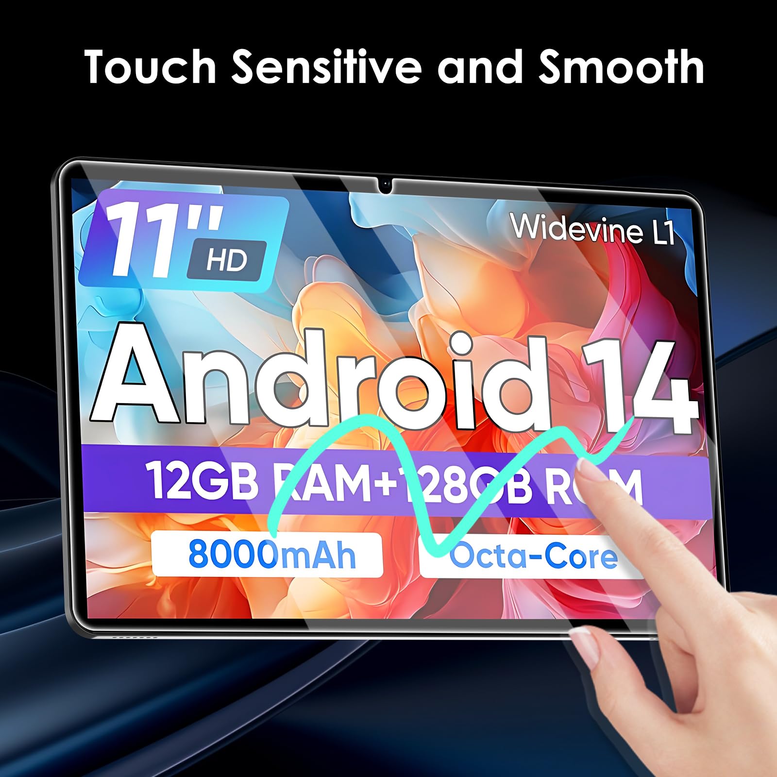 Paquete de 2 protectores de pantalla compatibles con COLORROOM Tablet C5 de 11 pulgadas Android 14, película transparente de vidrio templado, antiarañazos, dureza 9H, fácil instalación 3