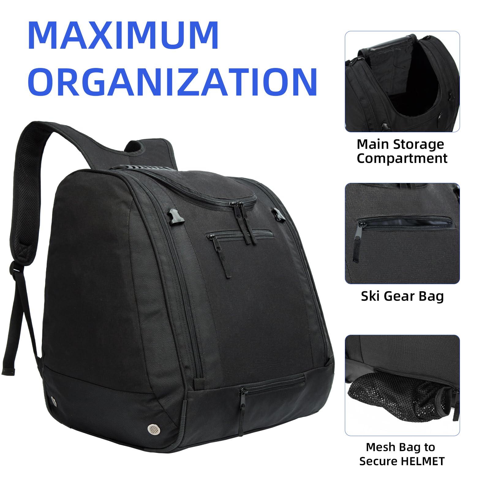 AUMTISC Mochila Acolchada para Botas de esquí y Casco para Viajes aéreos, Equipo de esquí, Gafas, Guantes, esquís y Snowboard
