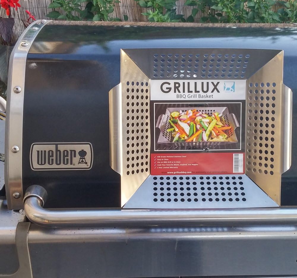 #1 BEST Vegetable Grill Basket - BBQ Accessories for Grilling Veggies, Fish, Meat, Kabob, or Pizza - Use as Wok, Pan, or Smoker - Quality Stainless Steel - Camping Cookware - Charcoal or Gas Grills OK : Patio, Lawn & Garden