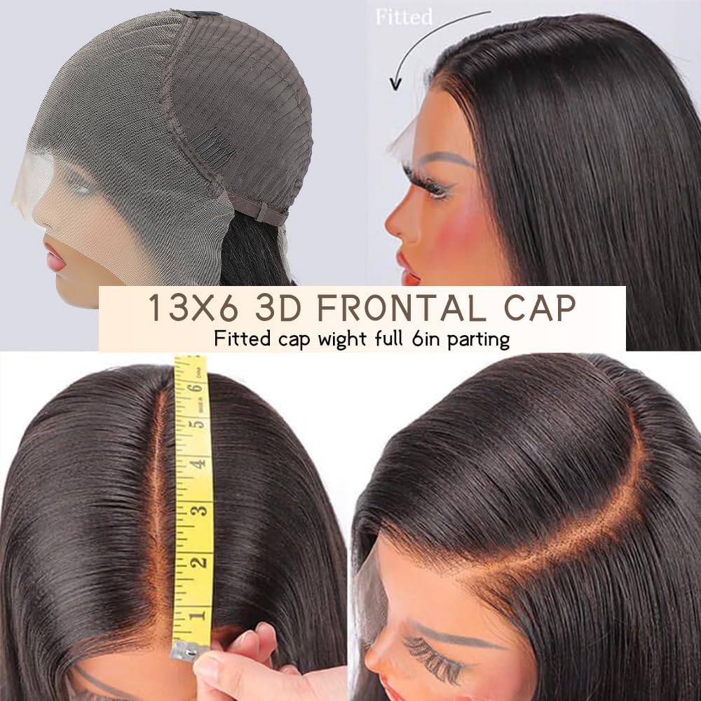 30 Inch 13x6 Lace Front Wigs Human Hair 180 Density Straight HD Lace Front Wigs Human Hair Pre Plucked with Baby Hair Natural Color Glueless Frontal Wig for Women - Image 2
