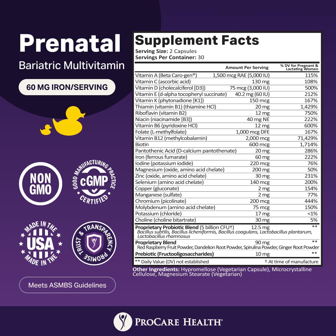 Prenatal Bariatric Multivitamin with Iron | Capsule | 60ct — Amazon image 3