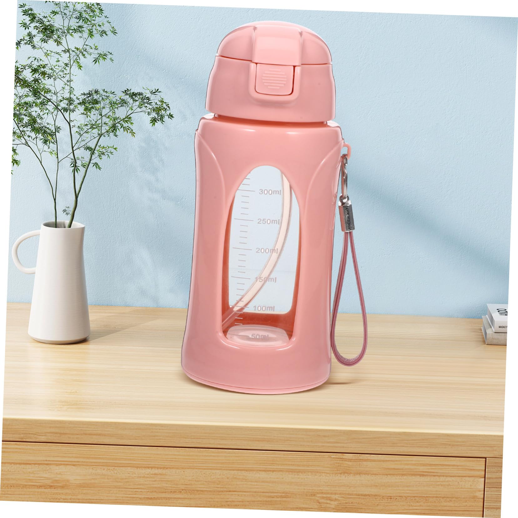 Gourde de Sport Portable en Verre 380ml Rose Paille