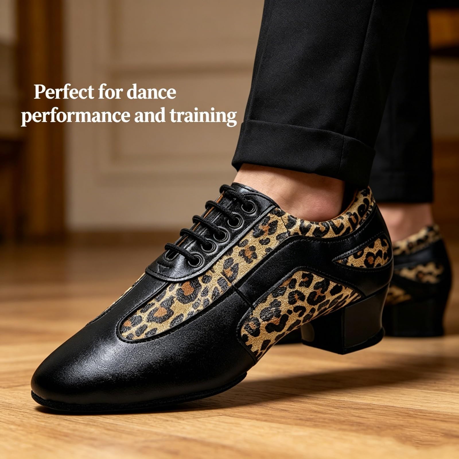 Hixingo Chaussures de Danse Grand Confort Femme Talon 3.5 CM, Chaussures de Danse Latine Femme Bout Fermé pour Salsa Bachata, Jazz, Latin, Standard, Rumba, Cha Cha