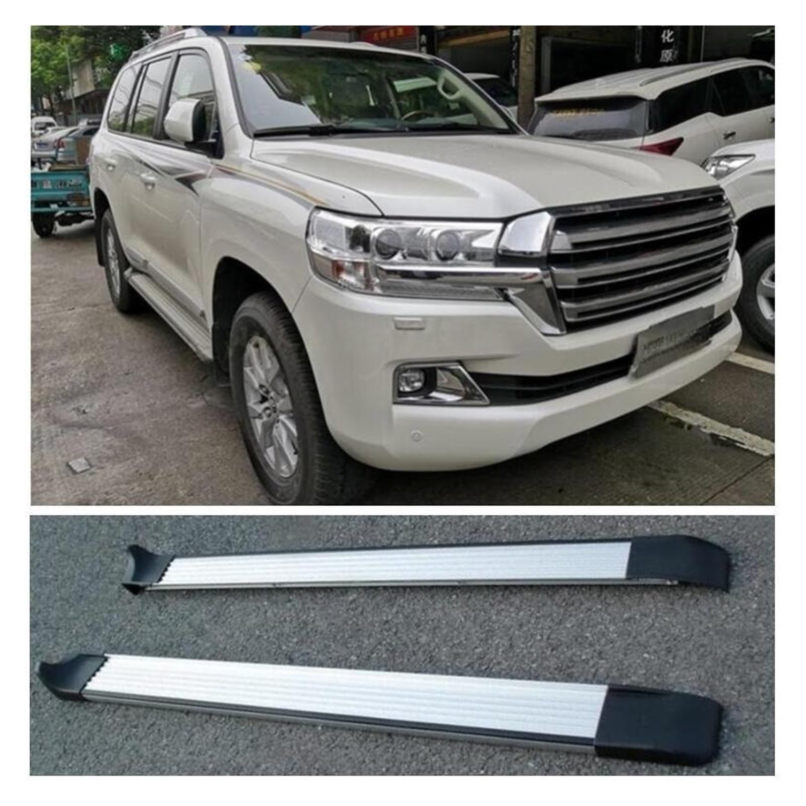 Compatible con Toyota Land Cruiser LC200 V8 200 2008-2021, pedales de barra lateral para estribos, accesorios para automóviles (negro)