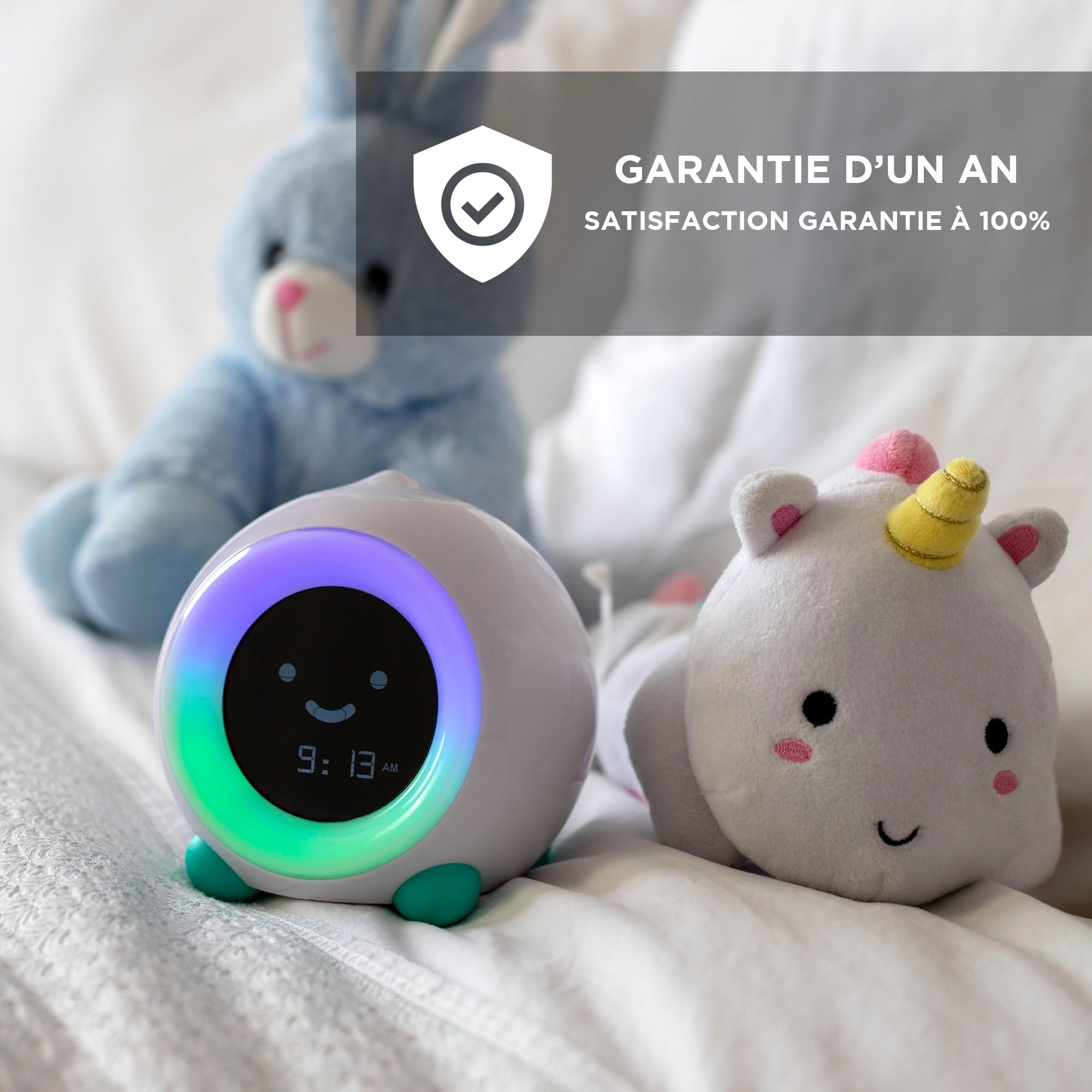 LittleHippo Mella Ready to Rise Appareil de Sommeil pour Enfant avec veilleuse et Machine sonore (Bleu Arctique)