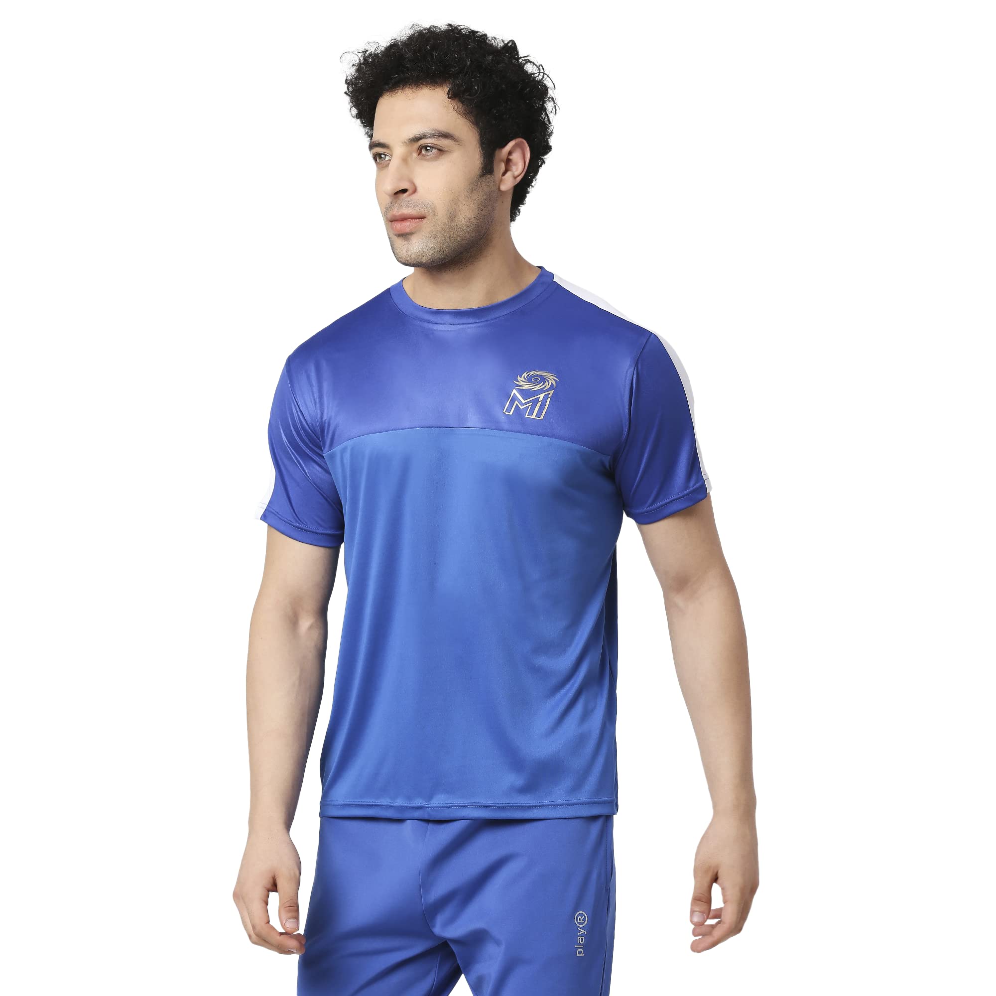 playR Men's Solid Regular Fit MI Fan Tee-2