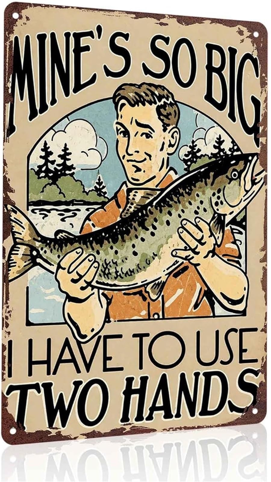 PKNVKZIDK Funny Fishing Humor Sign Vintage Fisherman Aluminum Sign for Garage Workshop Wall 8 X 12 in