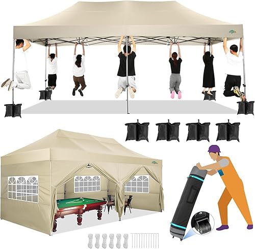Miniatura 55 de COBIZI Tienda de campaña emergente portátil de 10 x 10 pies con 4 paredes laterales, toldo comercial resistente UPF 50+, toldo impermeable para todo